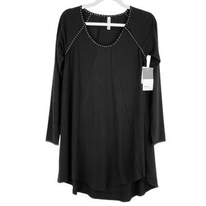 NEW RVCA Leila Dress Long Sleeve Flowy Tunic Jersey Contrast Stitch Black M NWT